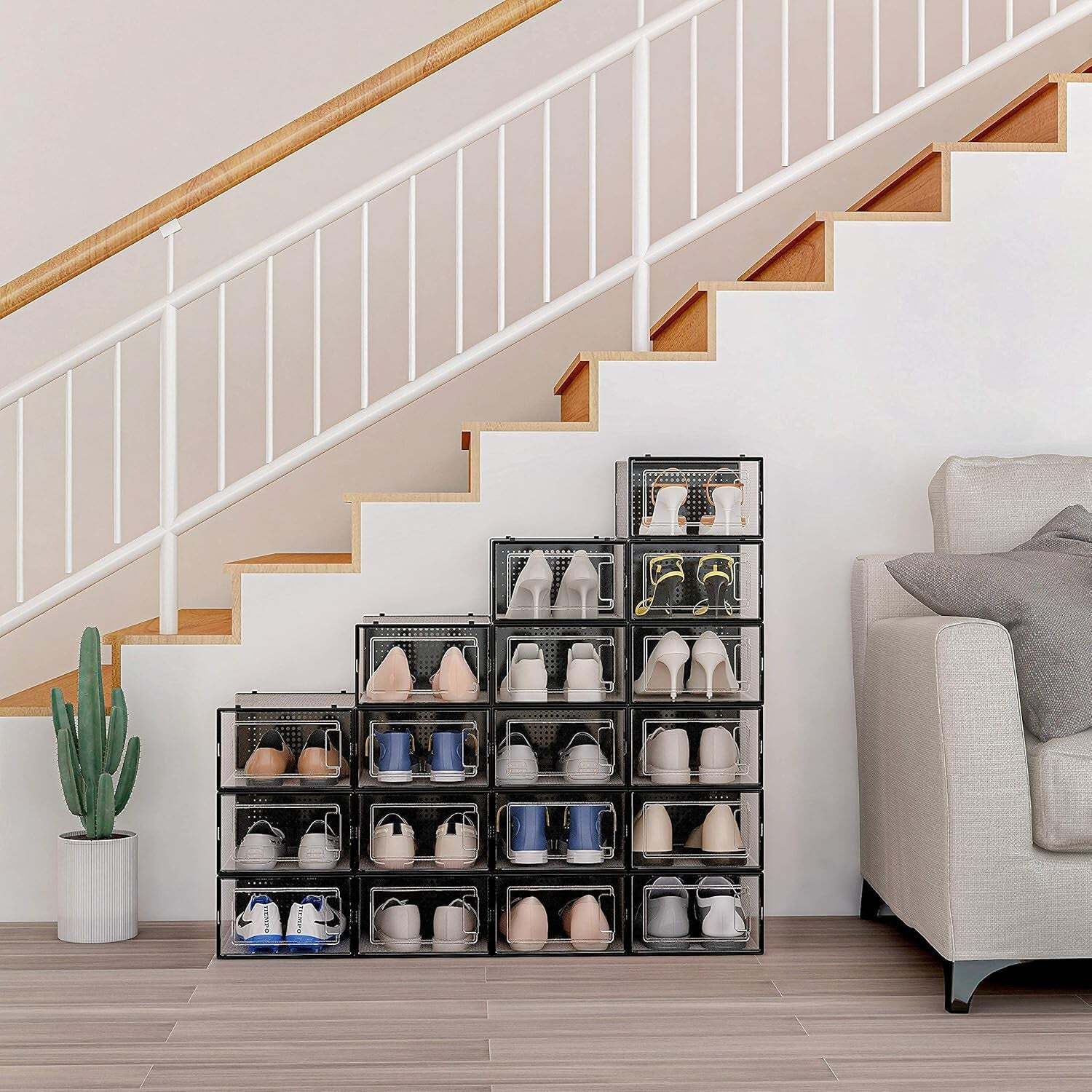 Big Plastic Stackable Shoe Storage Boxs
