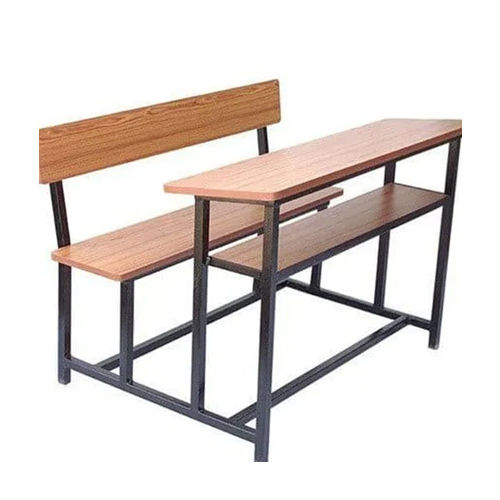 Rectangular Wooden School Bench - Color: Brown