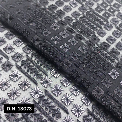 Buy Premium Black Poly Embroidery Fabric for Mena  s Fashion