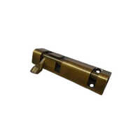 4inch Brass Tower Bolt - Brass Material, 4 Inch Size, Classic Brown Color, 0.5mm Thickness | Round Shape, Lightweight At 45 Grams, Secure Locking Mechanism