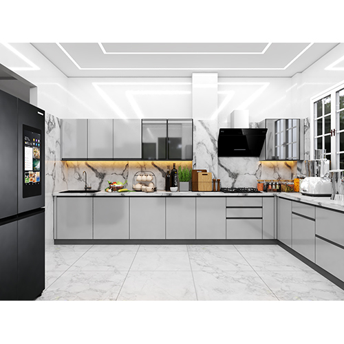 L Shape Modular Kitchen With Breakfast Counter - Dimension (L*W*H): 2 Foot (Ft)