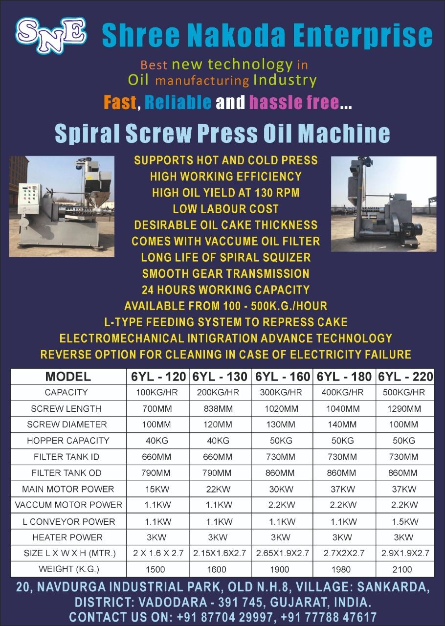 Mustard SCREW PRESS OIL  MACHINE