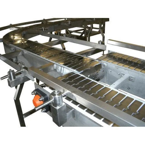 Industrial Slat Chain Conveyor - Color: Silver