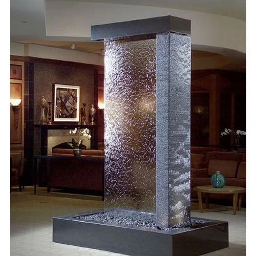 Glass Wall Fountain - High-quality Glass 50x25x80 Cm | Transparent Finish Electric Power Outdoor Ideal