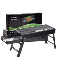 Folding Barbeque Bbq Grill Set - Portable Charcoal Grill | Lightweight, Compact Design, Easy To Clean, Removable Net, Black, 1.95 Kg Weight