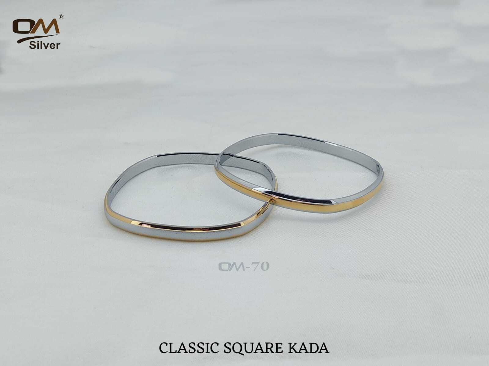 Silver Classic Square Kada - 2.4 To 2.8 Size, 18 To 21 Grams | Symbolizes Strength, Unity, And Cultural Heritage, Perfect For Men's Parties