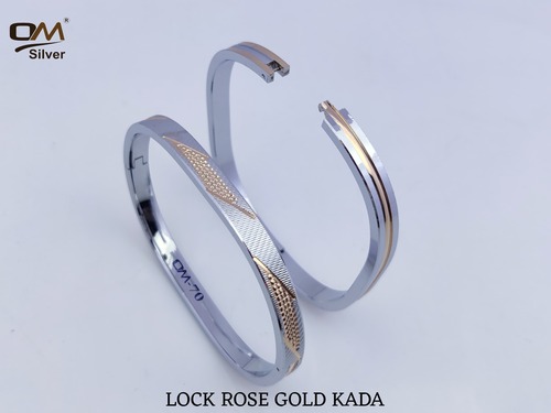 Silver Lock Rose Gold kada