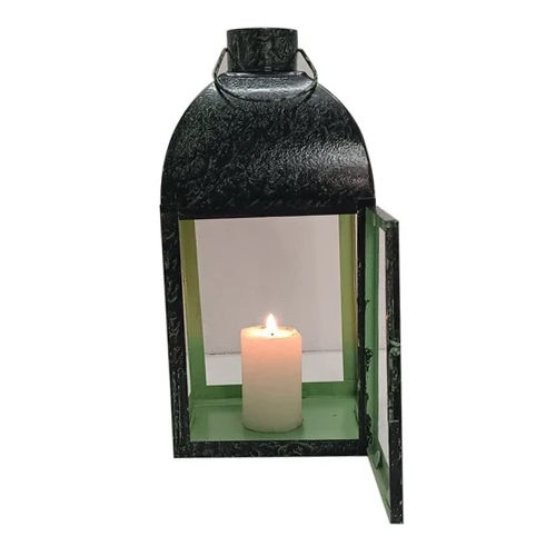 14Inch Black Iron Hanging Lantern - Shape: Rectangle