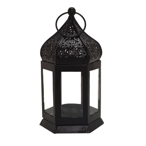 Black Iron Hanging Lantern - Shape: Rectangle