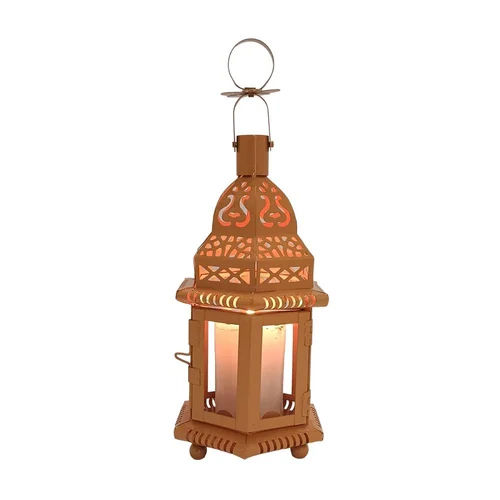 Orange Iron Hanging Lantern - Shape: Rectangle