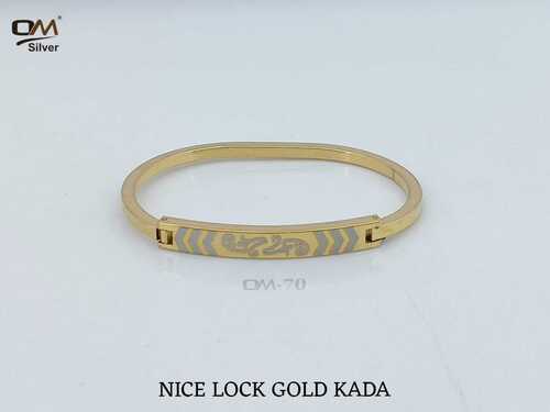 Silver Nice Lock Gold Plated Kada