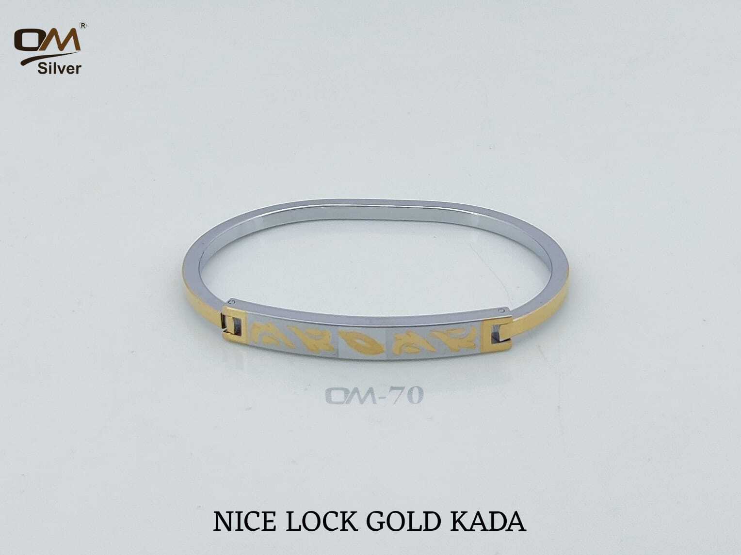 Silver Nice Lock Gold Plated Kada