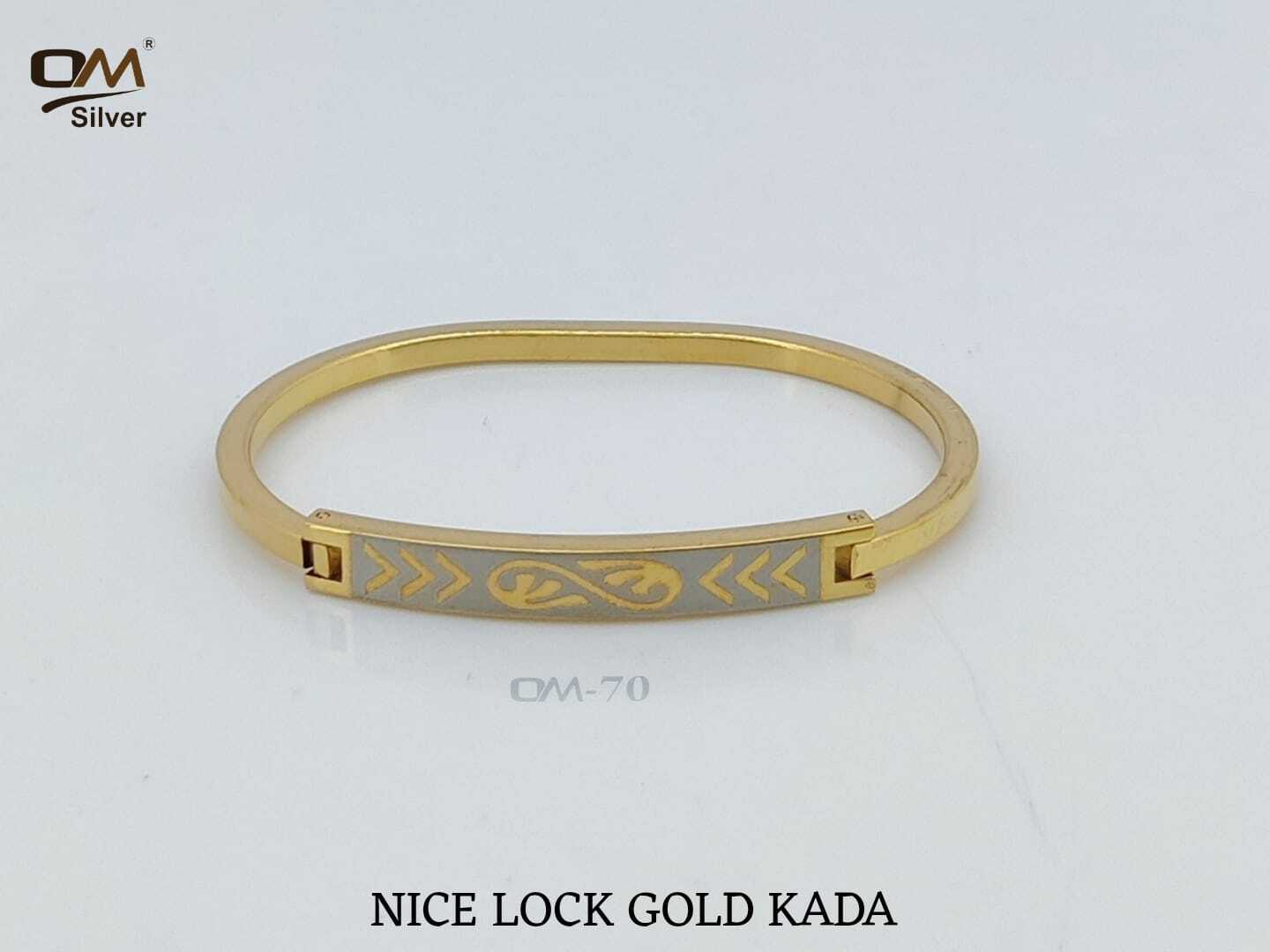 Silver Nice Lock Gold Plated Kada