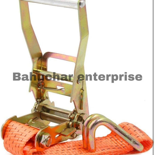 Ratchet Lashing Belt - Heavy-Duty Polyester Webbing, Adjustable Length, Orange Color, Industrial Use | Quick-Tight Ratchet Mechanism, High Tension Durability