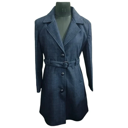 Womens Navy Blue Check Blazer - Season: Summer