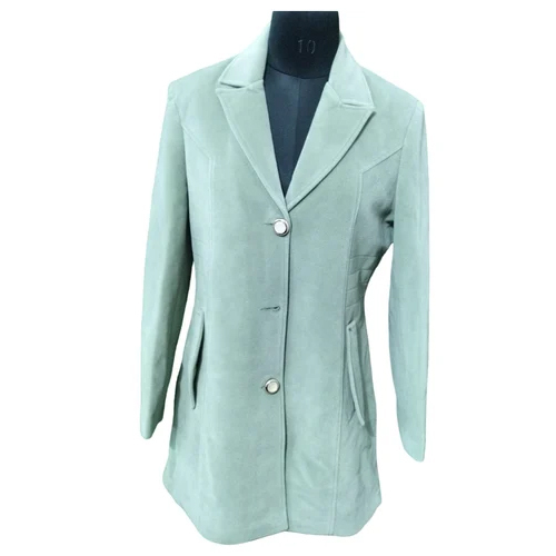 Womens Sky Blue Plain Blazer - Material: Viscose