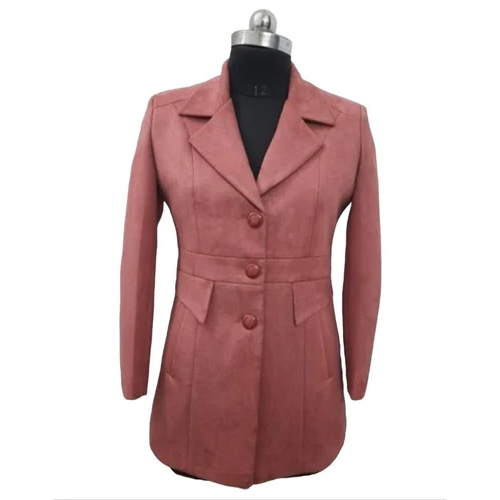 Womens Peach Plain Blazer - Material: Viscose