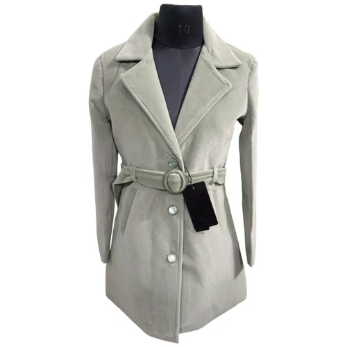 Womens Party Wear Grey Plain Blazer - Material: Woolen