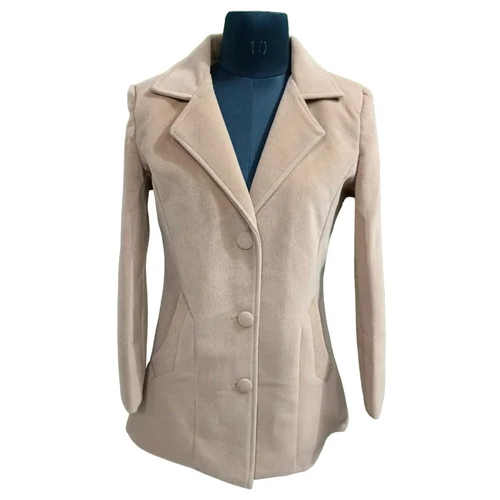 Womens Light Brown Blended Blazer - Material: Woolen