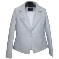 Womens Grey Plain Party Blazer - Cotton Blend, Full Sleeve Style | Ideal For Formal Occasions And Summer Events