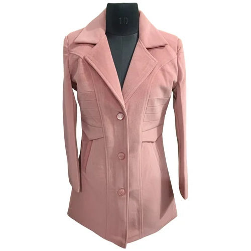 Womens Peach Viscose Plain Blazer - Season: Summer