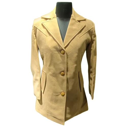 Womens Mustard Blended Plain Blazer