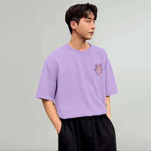 Mens Purple Printed Plain T-Shirt