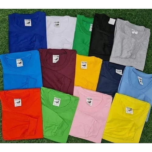 Mens Plain Round Neck T-Shirt - Color: Multicolor