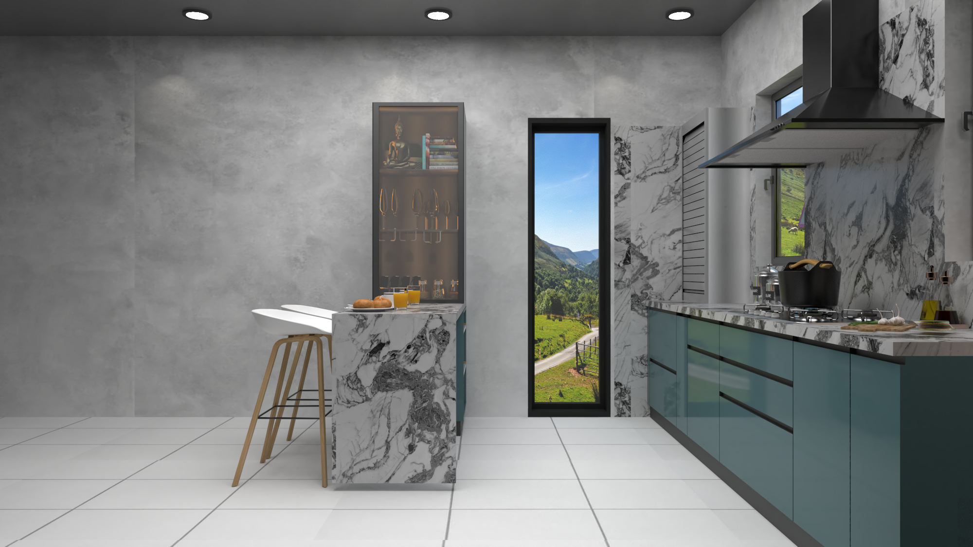 L Shape Modular Kitchen With Breakfast Counter - Dimension (L*w*h): 2 Foot (Ft)