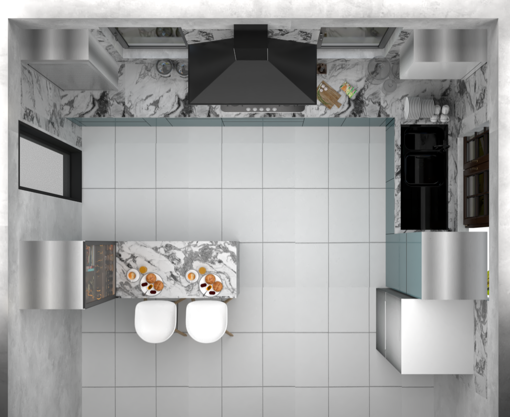 L Shape Modular Kitchen With Breakfast Counter - Dimension (L*w*h): 2 Foot (Ft)