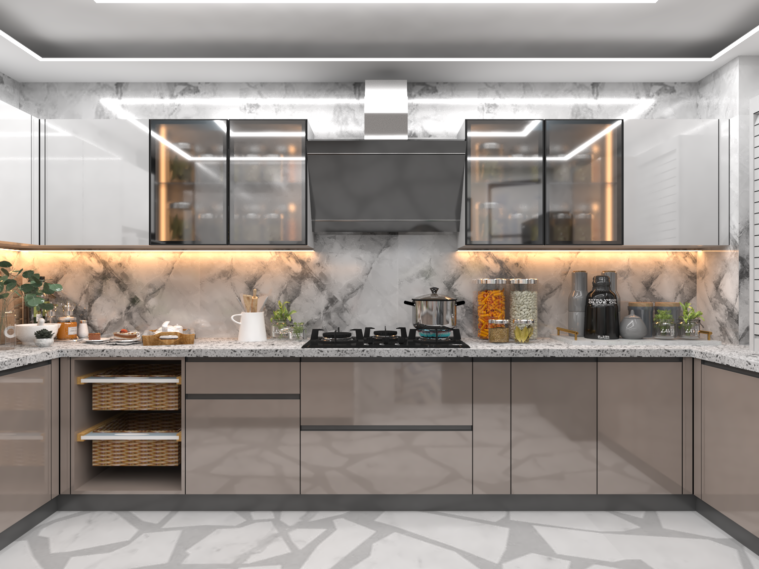 Big U Shape Modular Kitchen - Brand Name: Jindal Steel