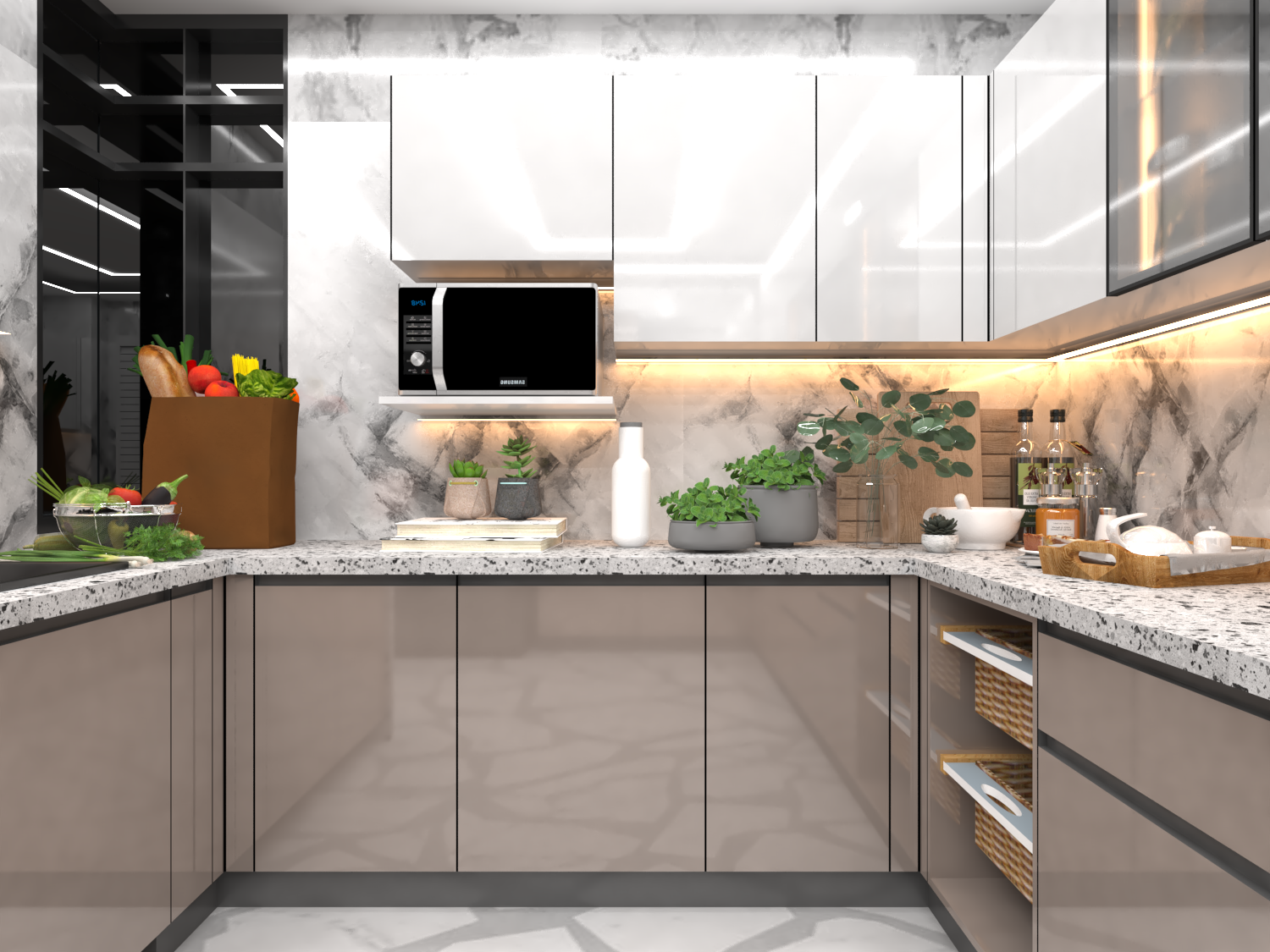 Big U Shape Modular Kitchen - Brand Name: Jindal Steel