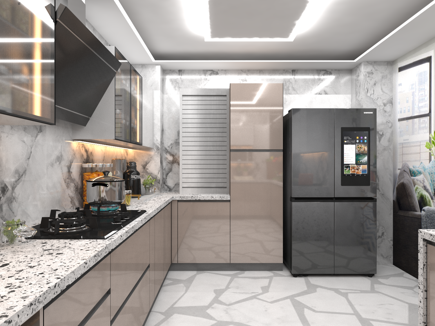 Big U Shape Modular Kitchen - Brand Name: Jindal Steel