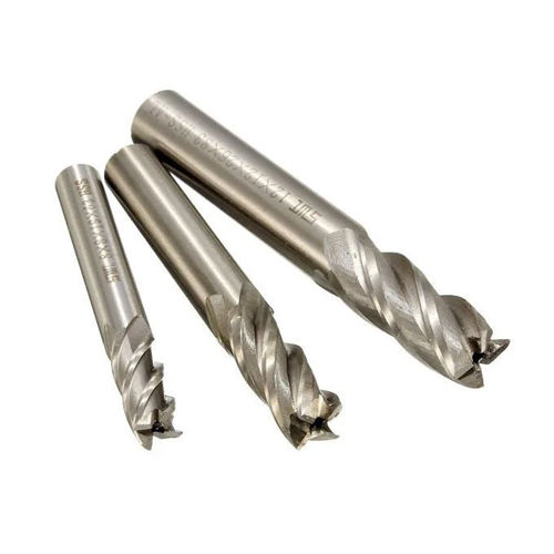 Carbide End Mill - Tungsten Carbide Material, All Sizes Available - Precision Cutting Tool for CNC Machines, Sleek Silver Design