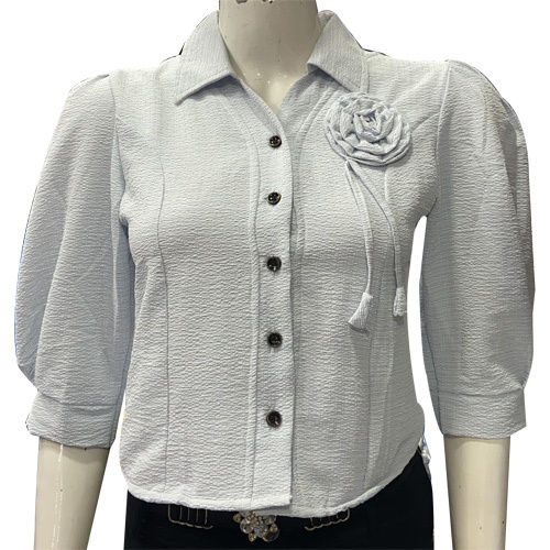 Shirt With Flower In Maskara Fabric