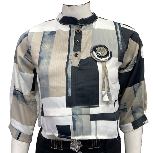 साटन प्रिंटेड फैब्रिक में Ladies टॉप