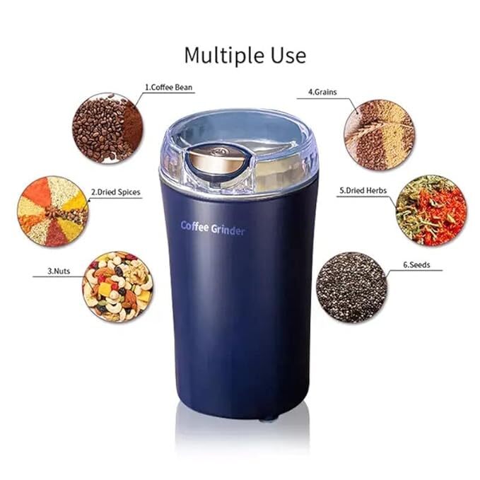 Mitsico Coffee Spice Grinder And Chopper Crusher For Home - Stainless Steel, Free Size, Multicolor | Easy One-click Operation, Portable, Easy To Clean With Brush