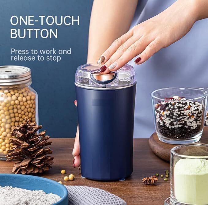 Mitsico Coffee Spice Grinder And Chopper Crusher For Home - Stainless Steel, Free Size, Multicolor | Easy One-click Operation, Portable, Easy To Clean With Brush