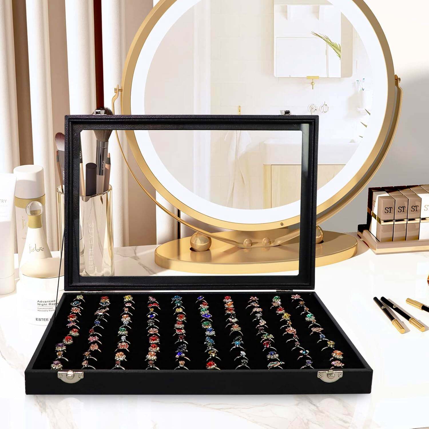 Ring Holder Organizer Box, Jewelry Ring Display CaseS