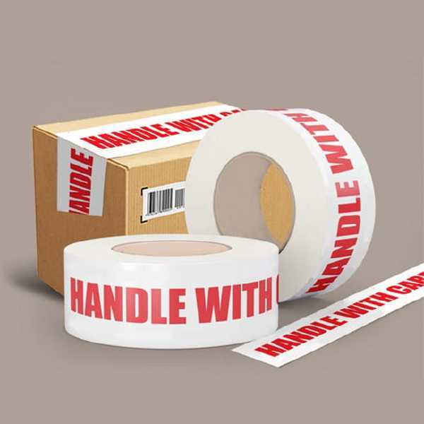 Printed Cello Tape - Bopp Material, 12mm To 100mm Width, Transparent & Brown Colors - Strong Adhesion, Custom Branding, Durable & Moisture Resistant