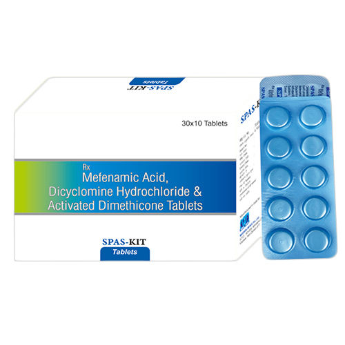 Mefenamic Acid Dicyclomine Hydrochloride And Activated Dimethicone Tablets - Dosage Form: Solid