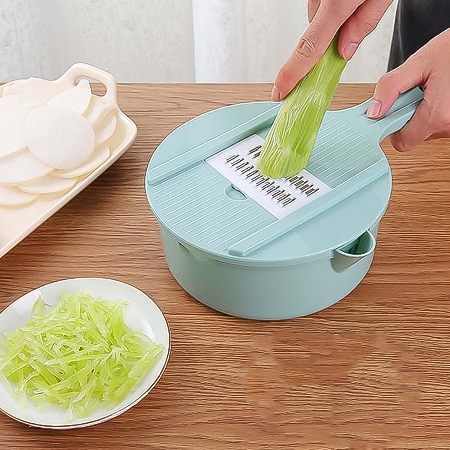 Vegetable Choppers With Drain Basket | 6 In 1 Vegetable Slicer Bladess
