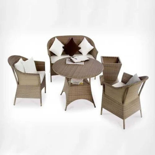 4 Seater White Wicker Table Chair Set