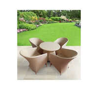 4 Seater Wicker Table Chairs Sets - Color: Brown