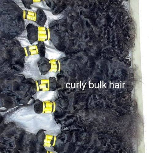 Curly Bulk Hair Extension - Premium Synthetic Material, Natural Black Color | Adds Volume and Length, Easy to Style and Maintain, Suitable for All Hair Types