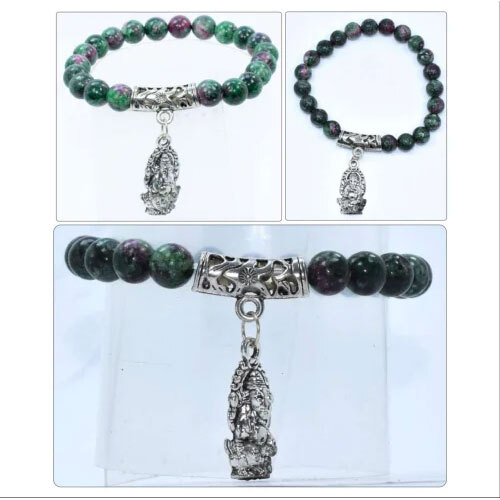 Gemstone With Ganpati Charm - Color: Green