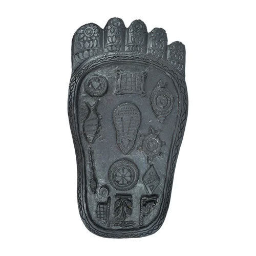 Vishnu Charan Paduka Shaligram Idol - Color: Gray