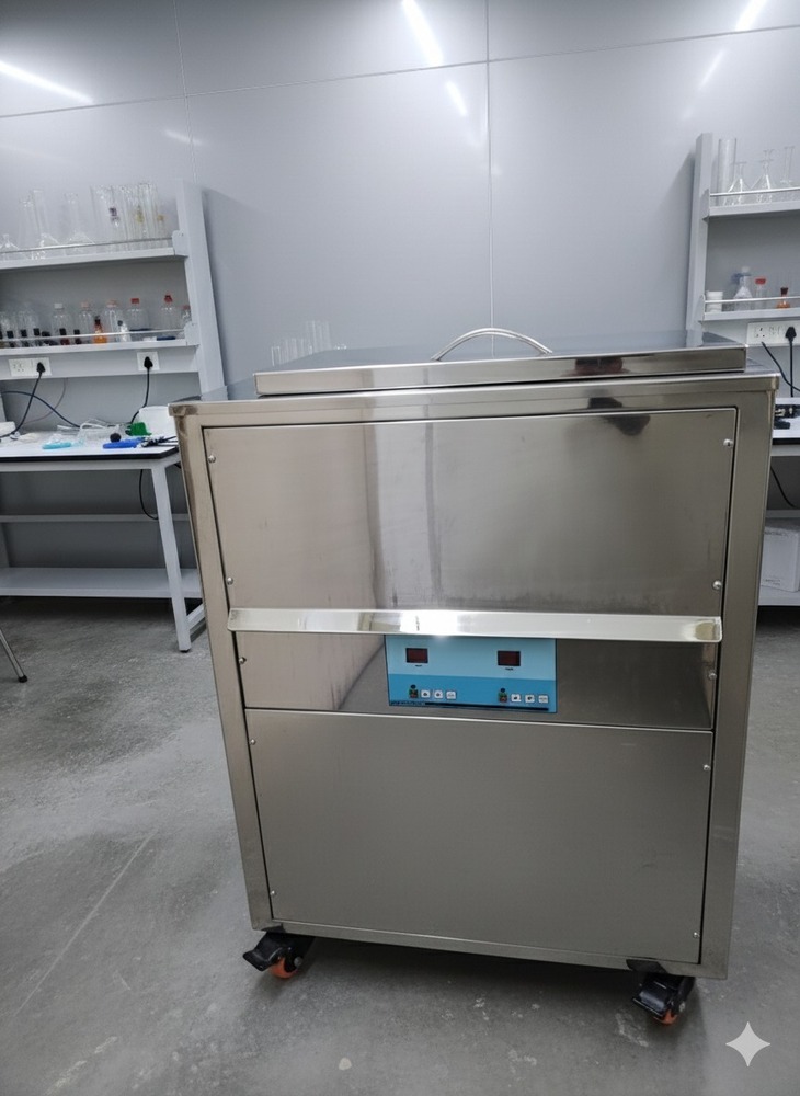 Ultrasonic Cleaner - Stainless Steel, Silver, 300W Power, 100W Motor, 30±3 kHz Frequency | Ideal for Industrial Cleaning Applications