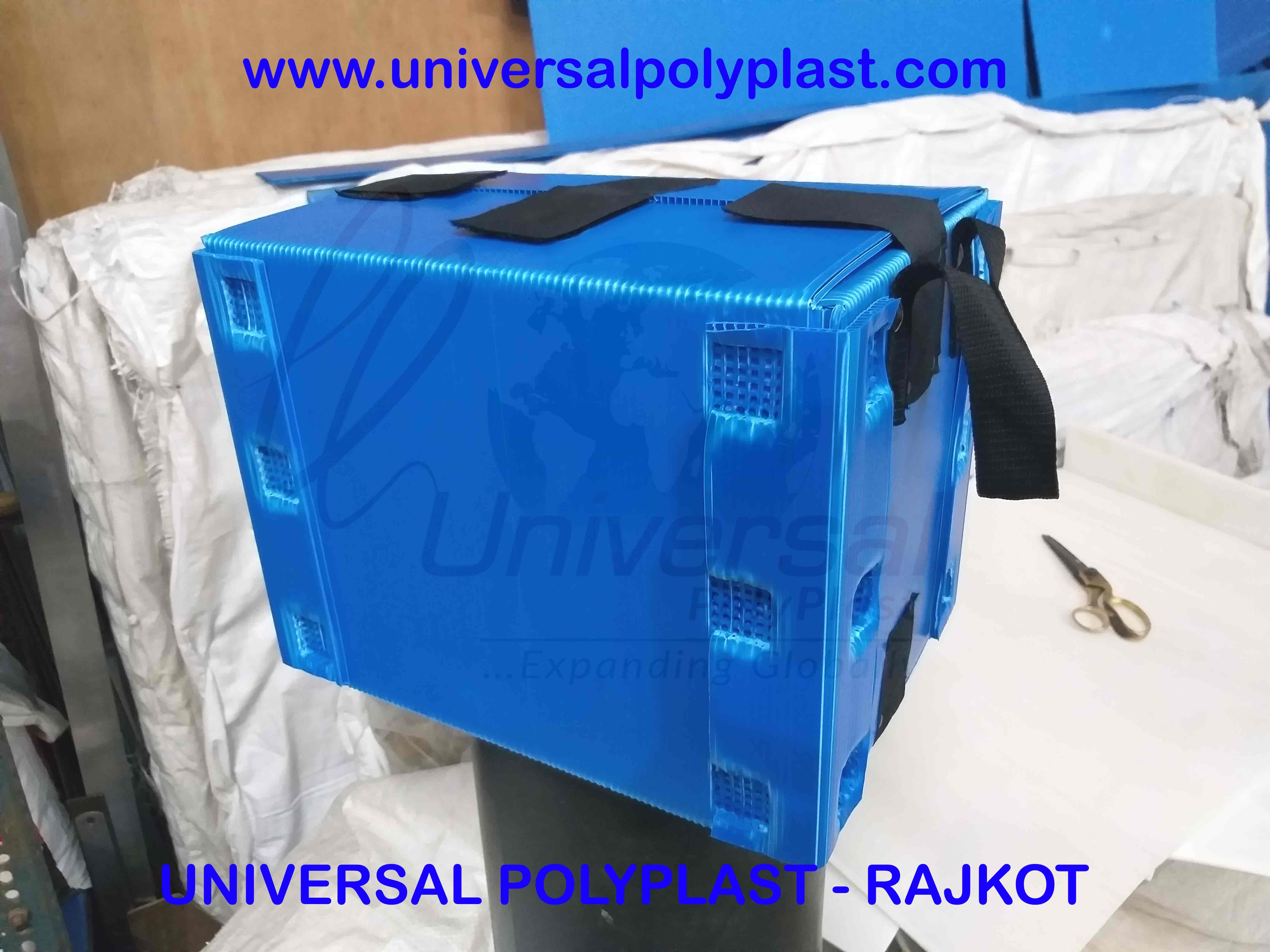 Pp Corrugated Container Box With Pvc Profile - Pp Material, 10 Mm Thickness, Blue Color | Versatile For Shipping, Moisture Resistant, Durable Design