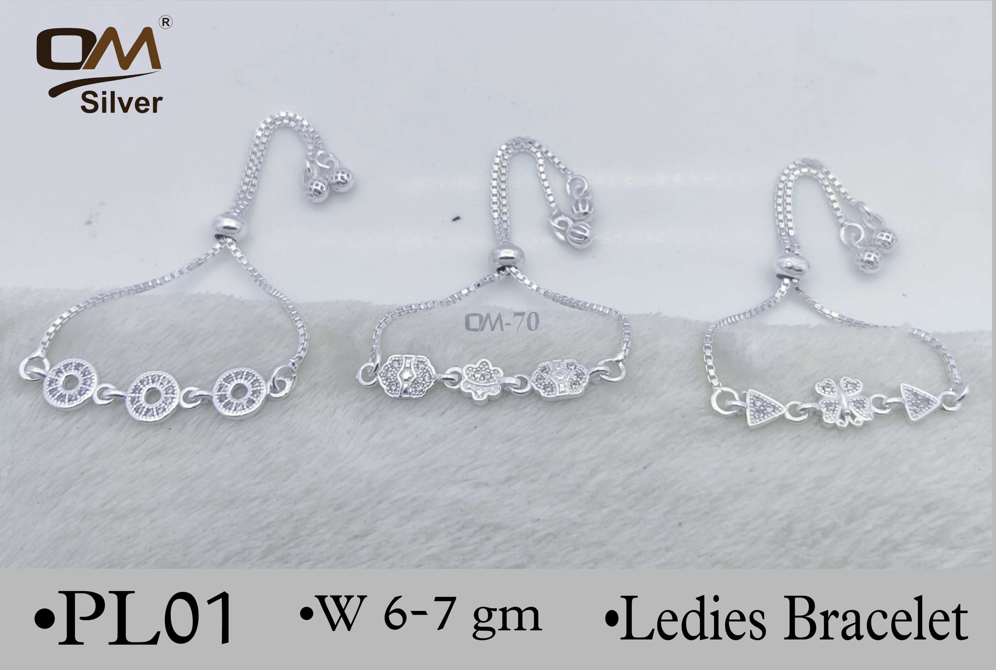 Silver Adjustable casting Bracelet